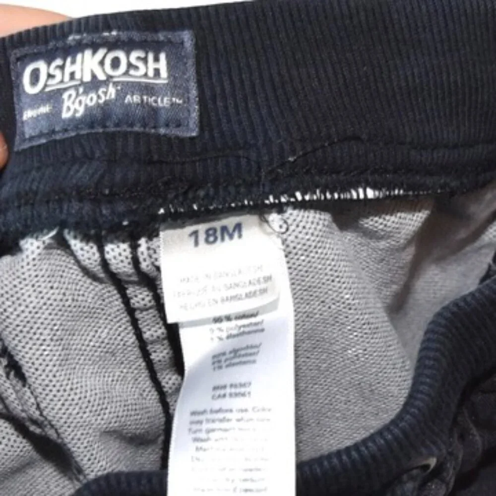 OshKosh B'gosh Faded Black Baby Jogger Jeans 18M Black Denim Pull-On Pants